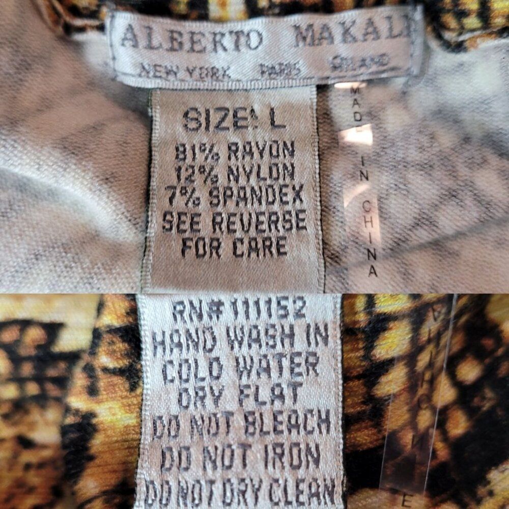 Vintage Alberto Makali Artsy Snake Open Cardigan‎ L Golden Duster Sweater Beaded - Picture 3 of 11